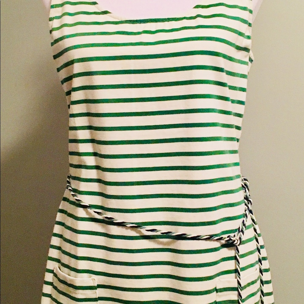 Boden Grren and White Tank Dress